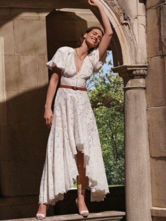 ACLER Cookes White Lace High-Low Dress US 6 - Picture 5 of 8